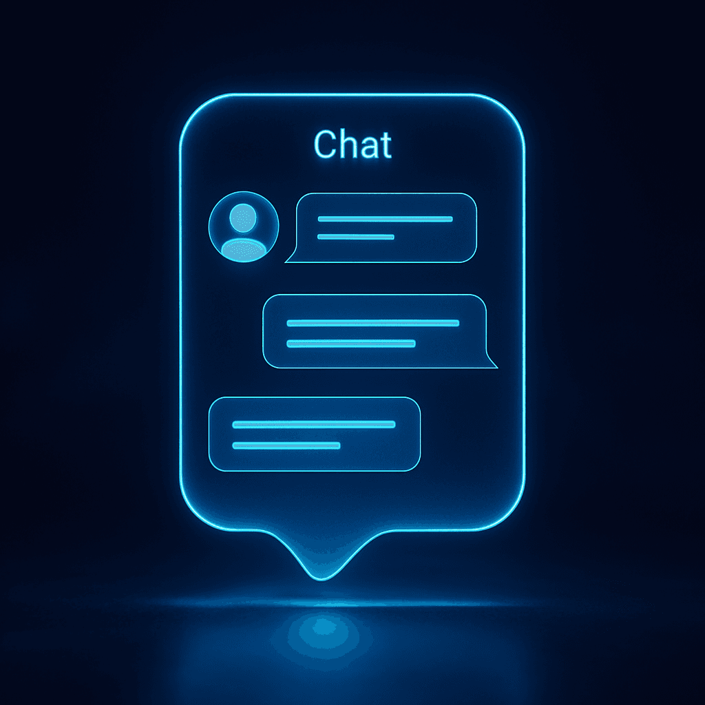 Leuchtende Sprechblase für Fragen & Antworten